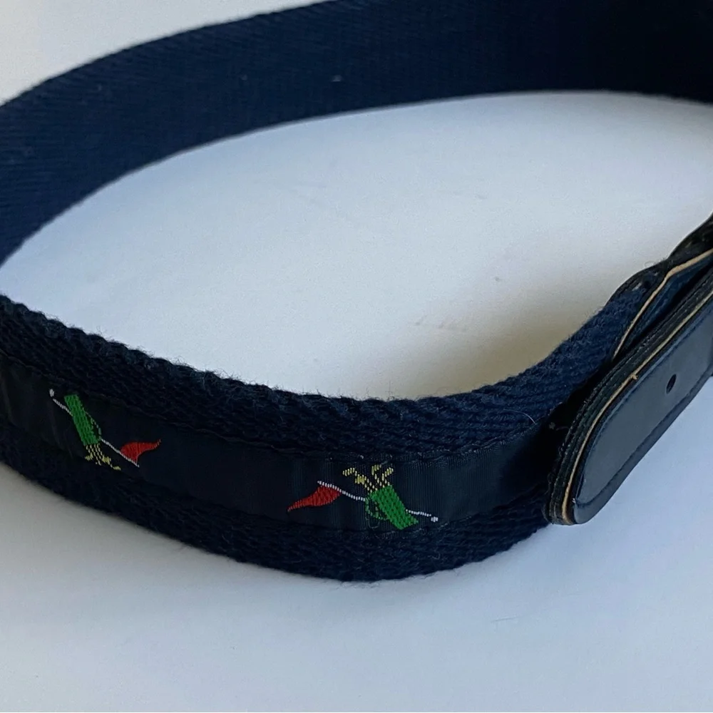 Boys Belt Size 10 Golf Clubs Bag Canvas Navy Blue Preppy Sports Sporty Dress